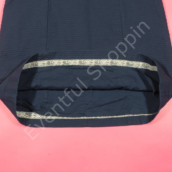 Lilly Pulitzer Largo Dress Womens 0 Blue Shift Gold Trim Sleeveless V Neck - Picture 4 of 7